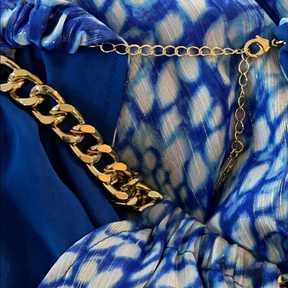 Michael Michael Kors Blue Printed Midi Dress Sz XS - Picture 8 of 10